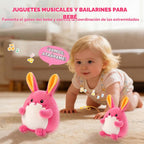 Juguete musical de conejo rosa para bebé, regalo adorable para