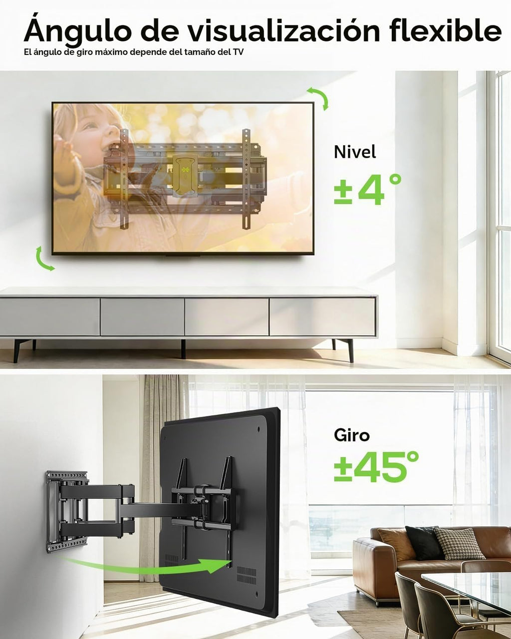 USX MOUNT Soporte de pared para TV de movimiento completo para televisores