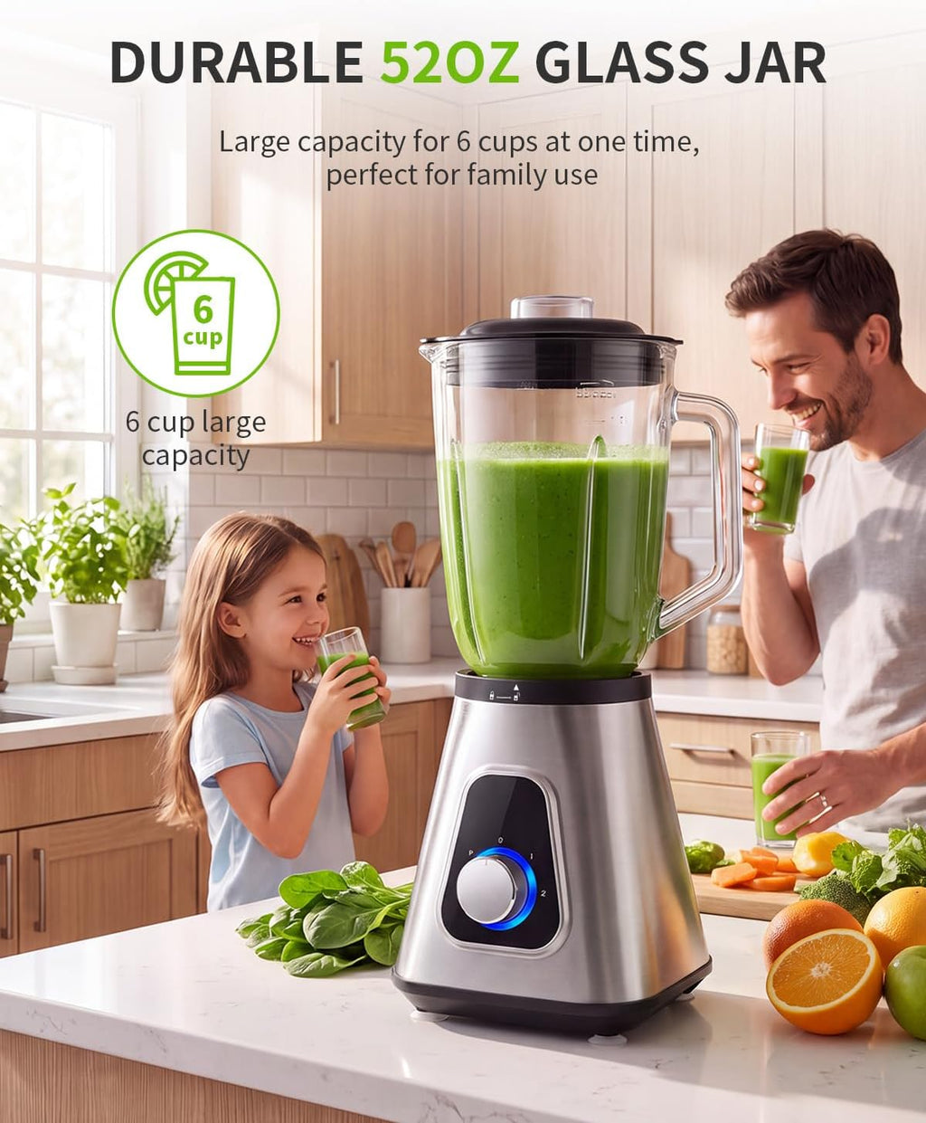 GDOR Batidora de batido para cocina, licuadora de vidrio de 1200 W con