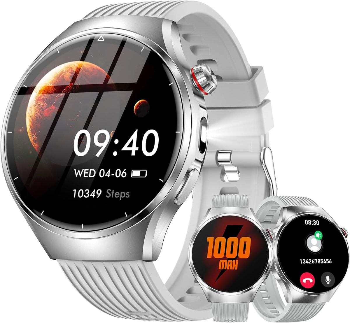 Reloj inteligente para hombre, reloj inteligente de llamadas Bluetooth con batería de 1000 mAh, pantalla táctil HD de 1.52 pulgadas, más de 100 modos deportivos, monitor de frecuencia cardíaca