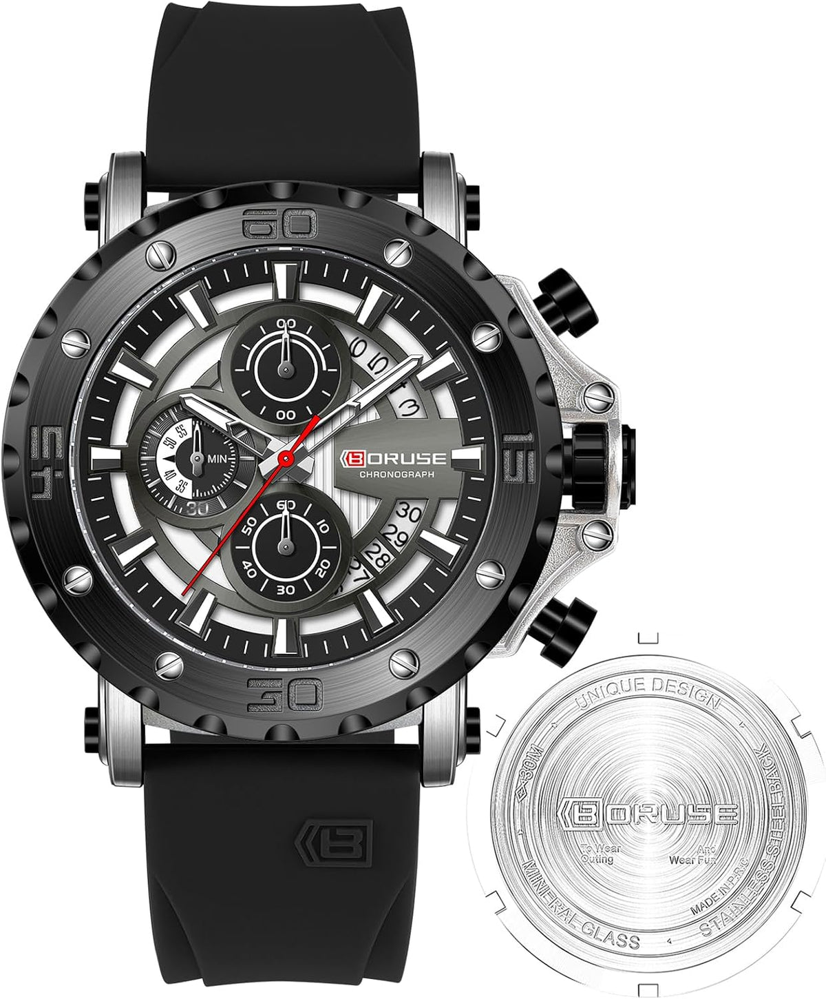 Reloj casual único para hombre, cronógrafo de moda de cara grande