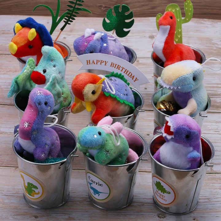 Juego de peluche de dinosaurio (paquete de 16), mini llavero de ani...