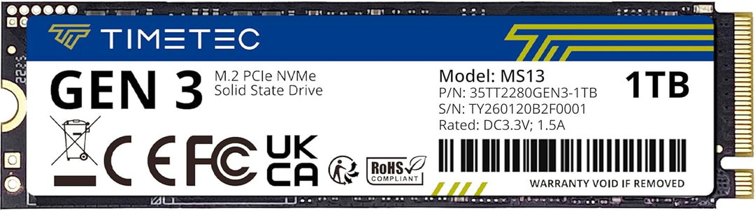 Timetec 1TB SSD NVMe PCIe Gen3x4 8Gb\/s M.2 2280 3D NAND de alto re...