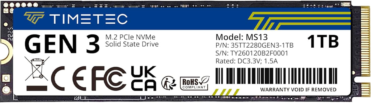 Timetec 1TB SSD NVMe PCIe Gen3x4 8Gb\/s M.2 2280 3D NAND de alto re...