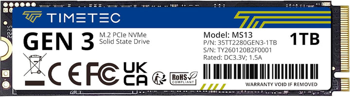 Timetec 1TB SSD NVMe PCIe Gen3x4 8Gb\/s M.2 2280 3D NAND de alto re...