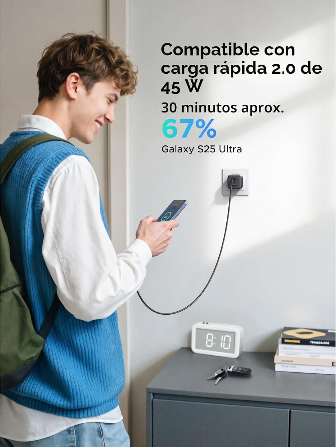UGREEN Paquete de carga rápida, cargador de pared USB-C GaN de 45 W...