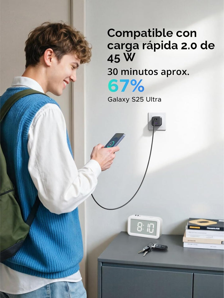 UGREEN Paquete de carga rápida, cargador de pared USB-C GaN de 45 W...