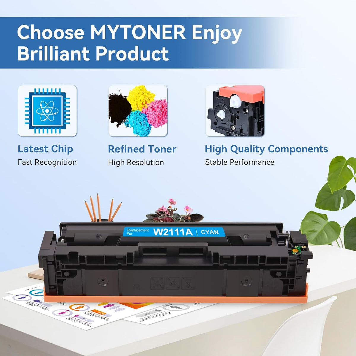 MYTONER Paquete de 4 cartuchos de tóner 206A de alto rendimiento para