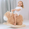 Caballo mecedor para bebé de 1 año de edad, juguete mecedor de madera de vaca de juguete de peluche de madera para cuarto de niños, sala de juegos, asiento de equilibrio de madera con asas, fiesta de cumpleaños, regalo de ducha