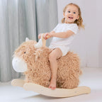 Caballo mecedor para bebé de 1 año de edad, juguete mecedor de madera de vaca de juguete de peluche de madera para cuarto de niños, sala de juegos, asiento de equilibrio de madera con asas, fiesta de cumpleaños, regalo de ducha