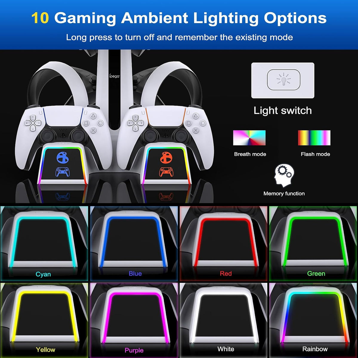 Estación de carga RGB para PSVR 2/PS5 Edge/Controlador PS5