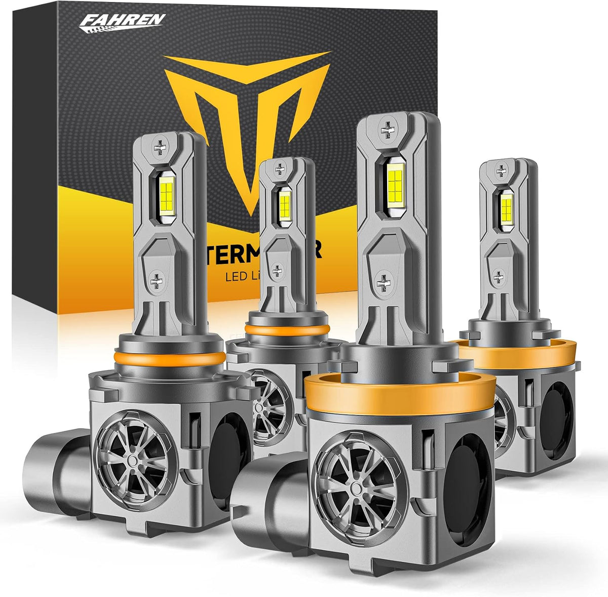 Termitor Último combo de bombillas LED 9005 H11, 200,000 lm de luz alta/baja, vida útil de más de 85,000 horas, 6500 K blanco frío, tamaño halógeno real 1:1 H9 HB3 HID kits de iluminación de coche