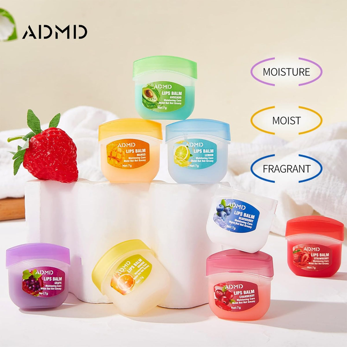 Juego de 8 bálsamos labiales con sabor a fruta, mini mascarilla lab...