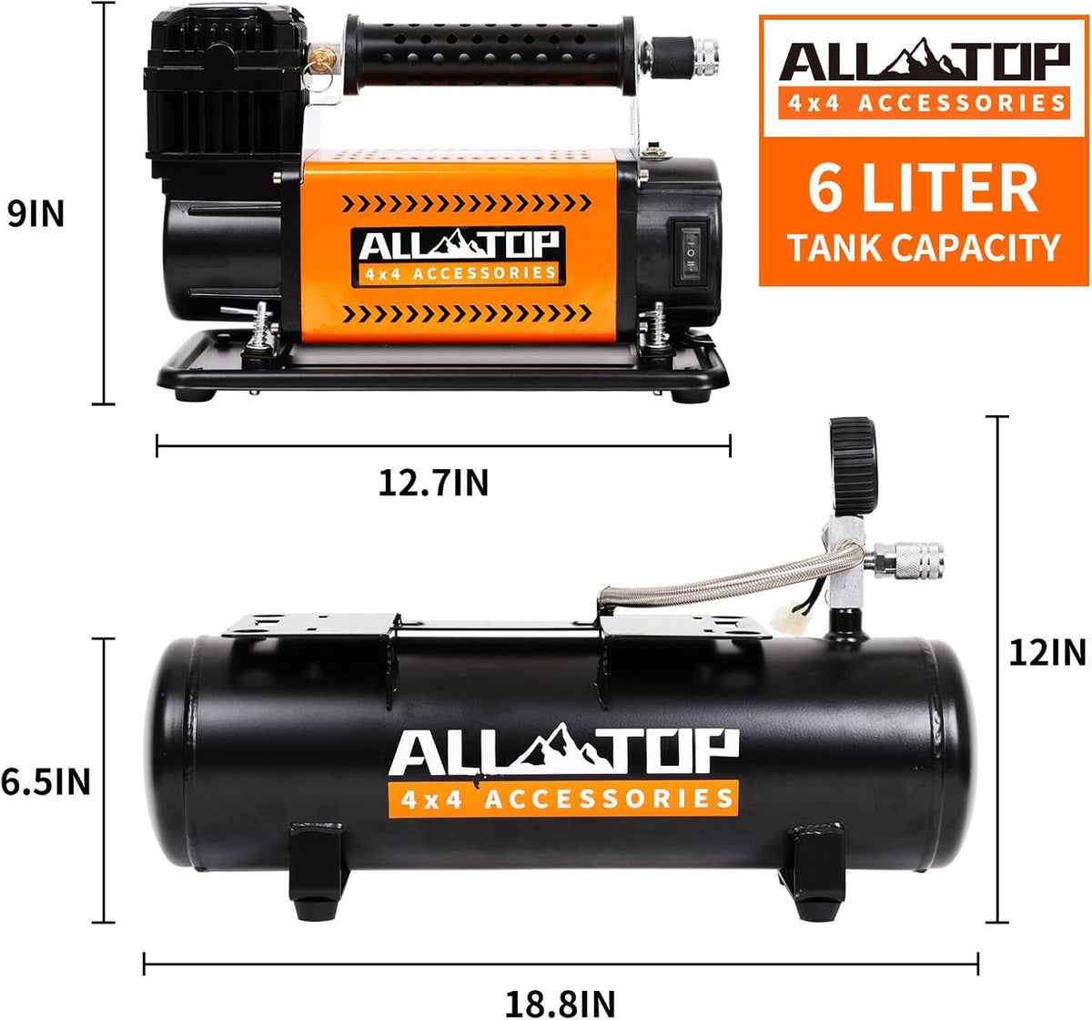 ALL-TOP Compresor de Aire con Kit de Tanque de 6L, Inflador Portáti...