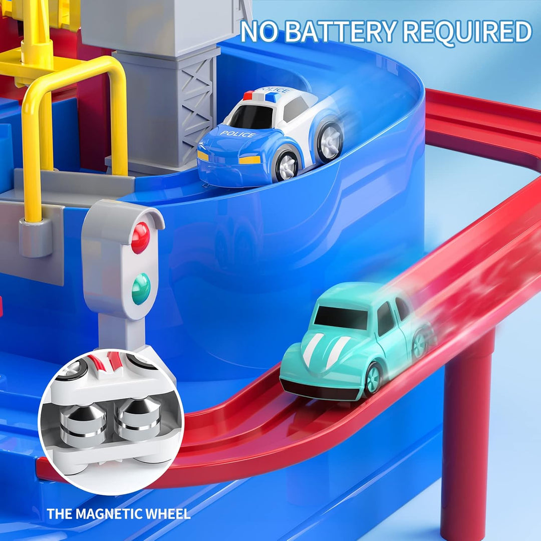 KIZONLY Pista de carreras de autos para niños de 4 a 8
