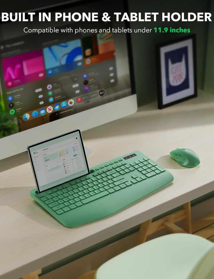Combo de teclado y mouse inalámbrico - Teclados ergonómicos de tama...