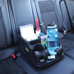 Armor All Organizador de consola de automóvil, organizador de asiento de automóvil con 2 portavasos ajustables, 3 compartimentos de almacenamiento grandes, cinturón de seguridad para sujeción segura