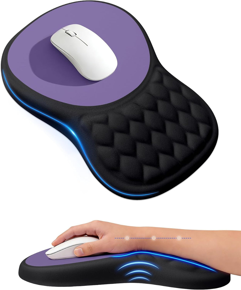 Alfombrilla ergonómica para mouse con reposamuñecas de espuma viscoelástica