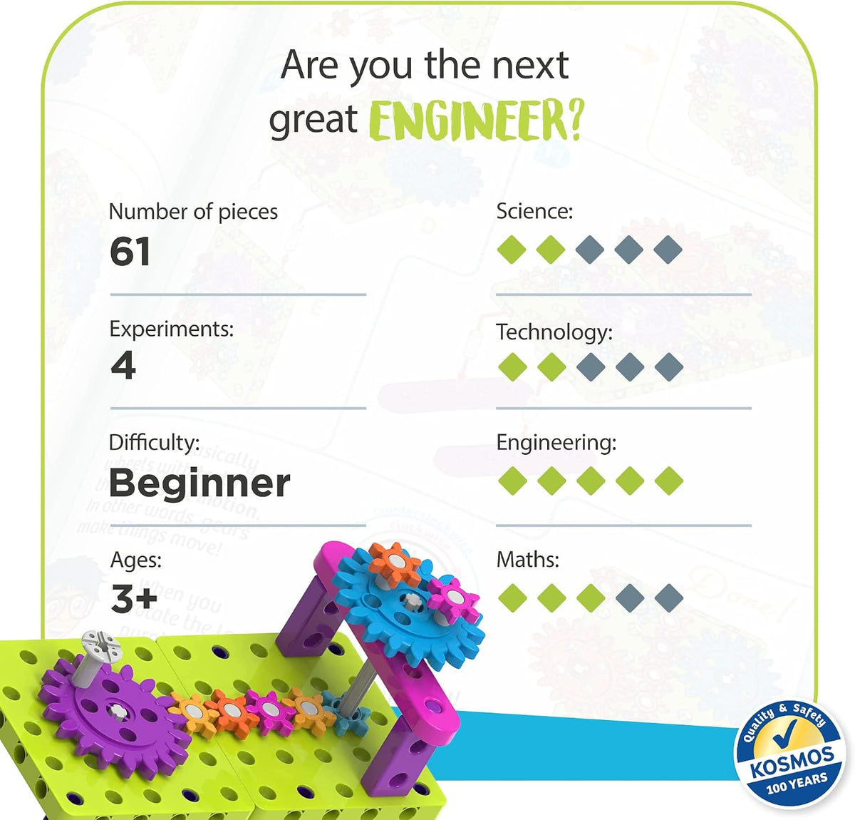 Kids First: Introducción a los engranajes | Set de ingeniería