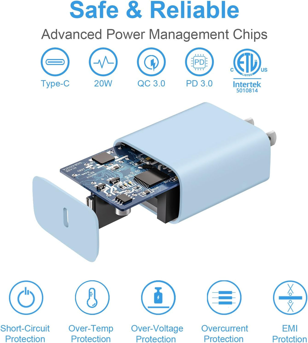 Cargador de carga rápida para iPhone 17, 16, 15, paquete de 3 cargadores USB C, cable Lightning de 6 pies y cable USB C tipo C para iPhone 17/17 Plus/17 Pro Max/Air/16/16 Plus/16 Pro Max/15 Pro/14Pro
