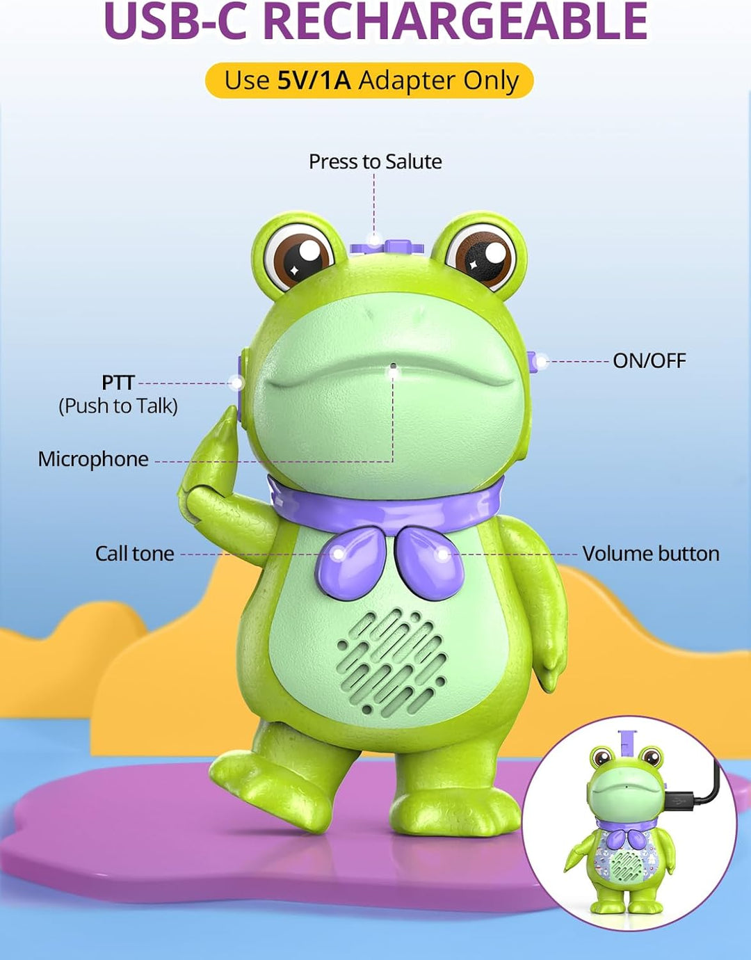 Inspireyes Walkie Talkies para niños pequeños recargables, juguetes...