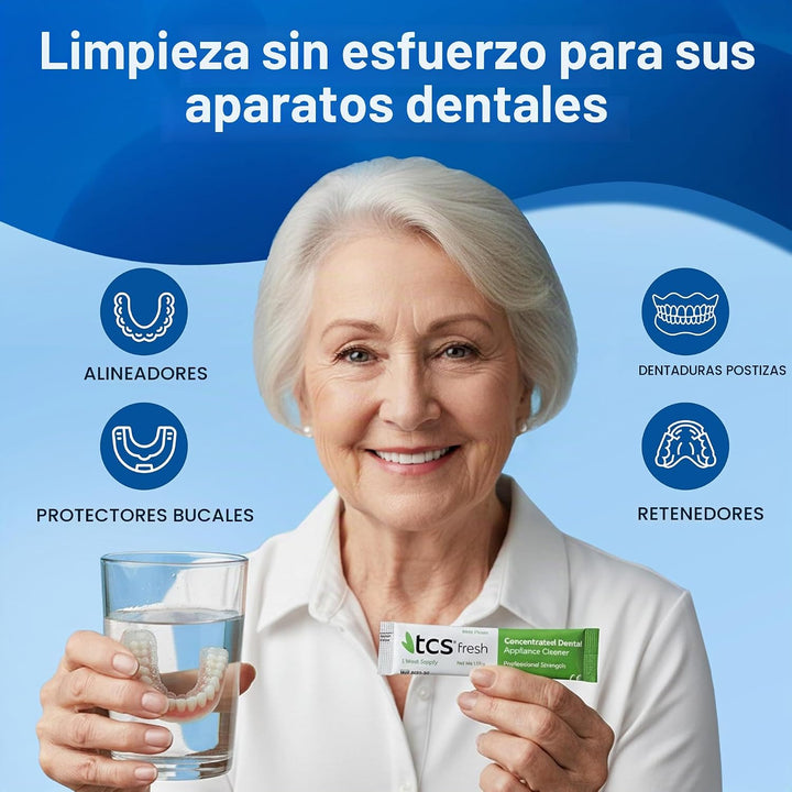 TCS Fresh Denture Cleaner - 24 paquetes (suministro para 6 meses) |...