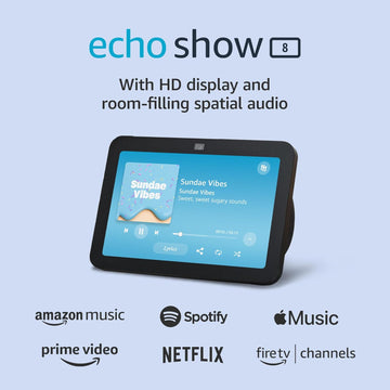 Amazon Echo Show 8, Con audio espacial, hub de Smart Home y Alexa, Carbón