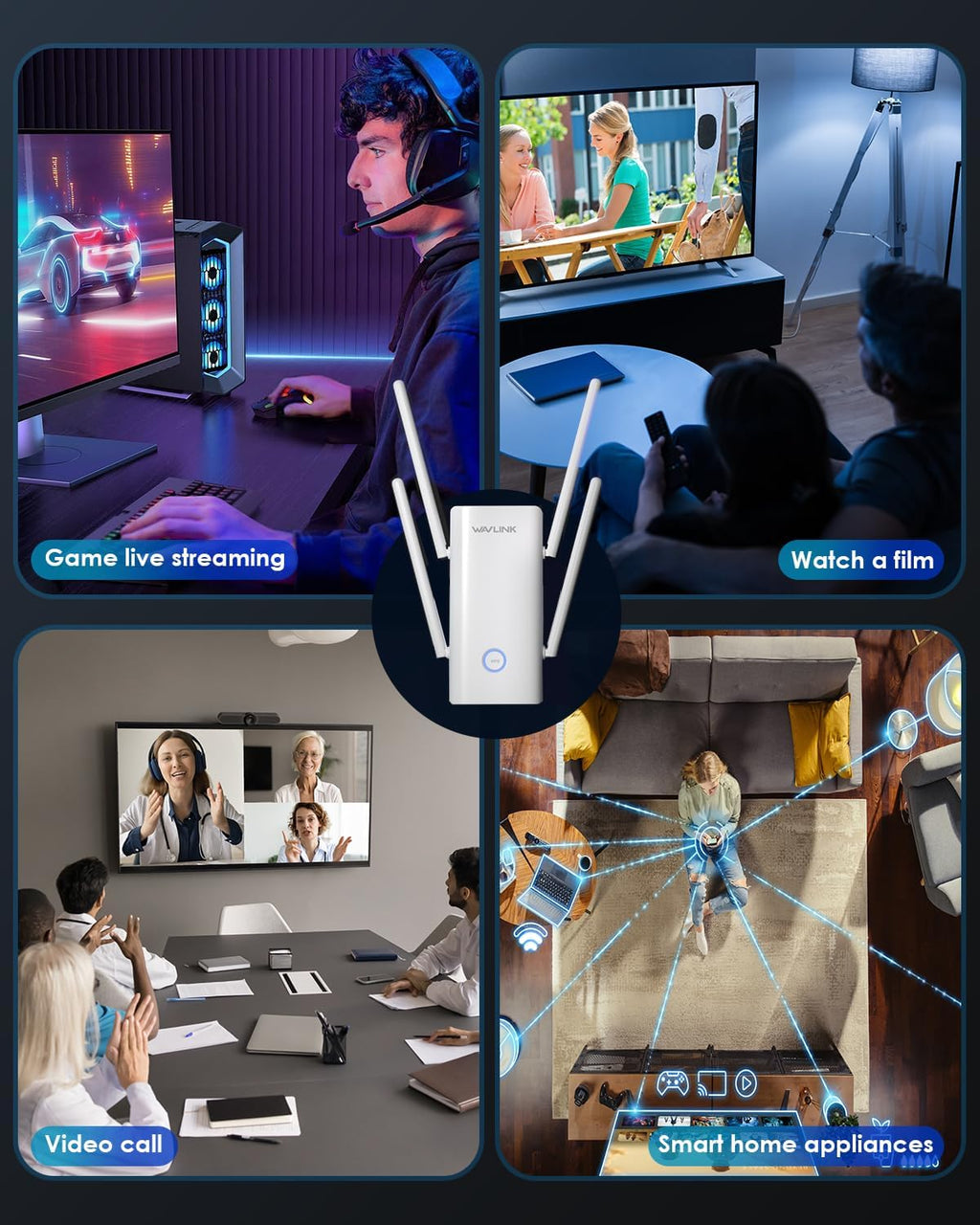 WAVLINK Extensor WiFi 6 AX3000 con 5 antenas de doble banda 3000Mbps