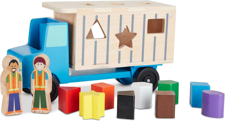 Camión de madera con 9 piezas coloridas y 2 figuras para jugar, de...