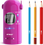 AFMAT Sacapuntas eléctrico PSX5 para aula, sacapuntas automático para niños y lápices de colores, jumbo de 0.276-0.5 in, 3 ajustes de nitidez, sacapuntas robot inalámbrico recargable para profesores