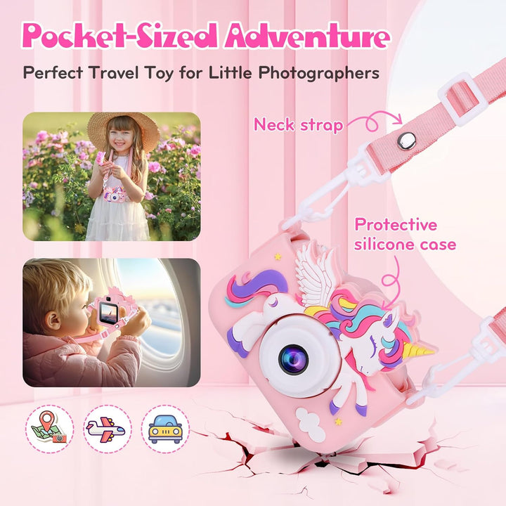 Cámara para niños Unicornio Niñas Juguetes, Cámara digital para niñ...