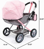 Bayer Set de Cochecito de Muñeca con Bolso - Carruaje Rosado para Muñecas de 18 Pulgadas