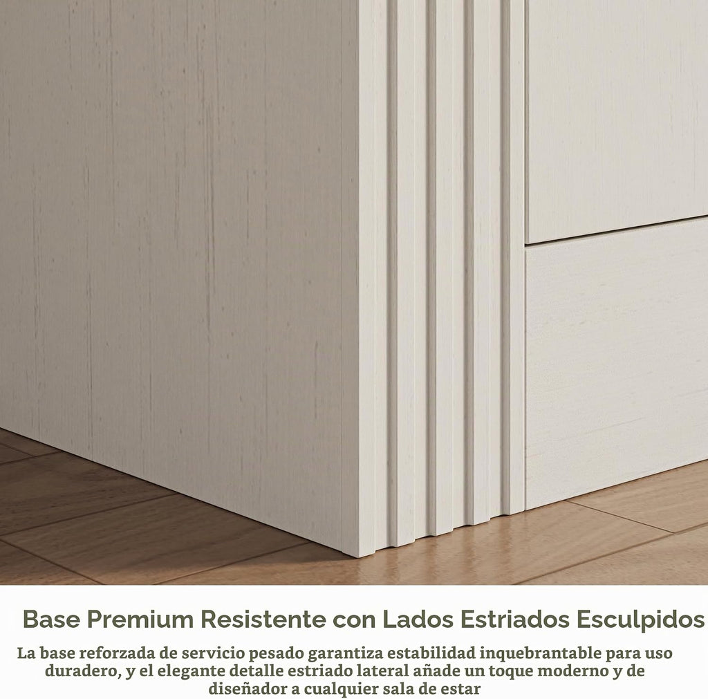Moderno soporte de TV de 70 pulgadas para televisores de hasta 80 pulgadas, centro de entretenimiento con 2 cajones y 2 armarios laterales, consola multimedia con estantes de almacenamiento
