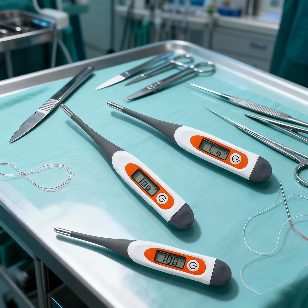 TrelaCo 10 piezas Termómetro para adultos Termómetro digital oral para fiebre Temperatura basal del cuerpo Lectura rápida Punta flexible para medición de temperatura en axila, rectal y boca (Gris)