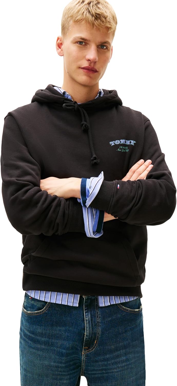 Tommy Jeans Sudadera con capucha de peso medio para hombre con gráf...