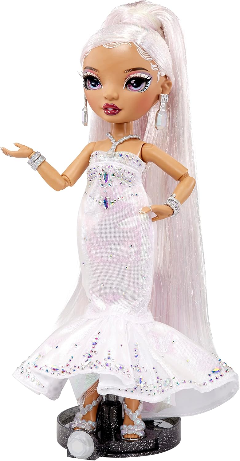 Muñeca Roxie Rainbow High de edición navideña 2022 con pelo multicolor y vestido iridiscente, gran regalo