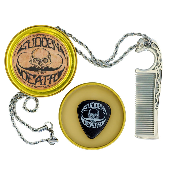 Cera para bigote fuerte agarre repentino muerte 1 oz lata y collar...