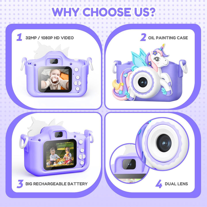 Cámara para niños y niñas de 3 a 12 años, cámara digital para niños...