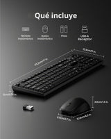 Belkin Combo de teclado y mouse inalámbricos, receptor USB-A, negro...