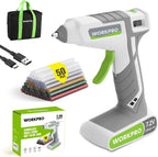 WORKPRO Pistola de pegamento caliente inalámbrica, kit de doble temperatura