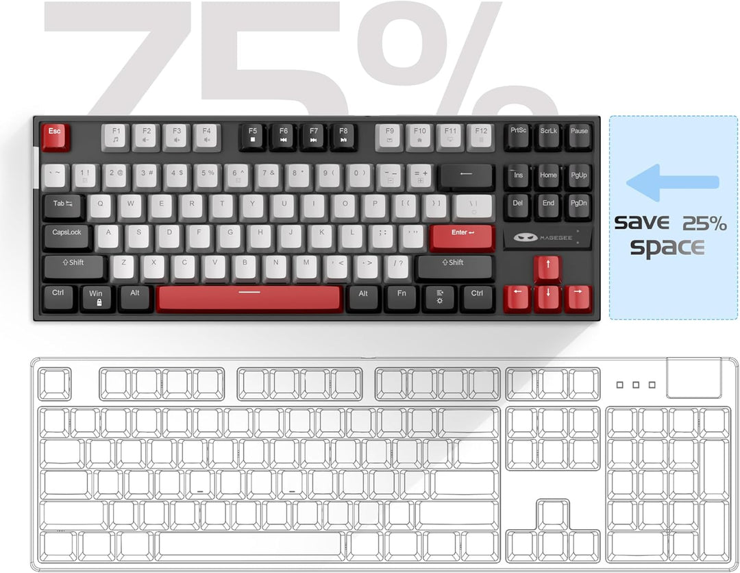 MageGee Teclado mecánico 75% para juegos, interruptor azul, retroil...