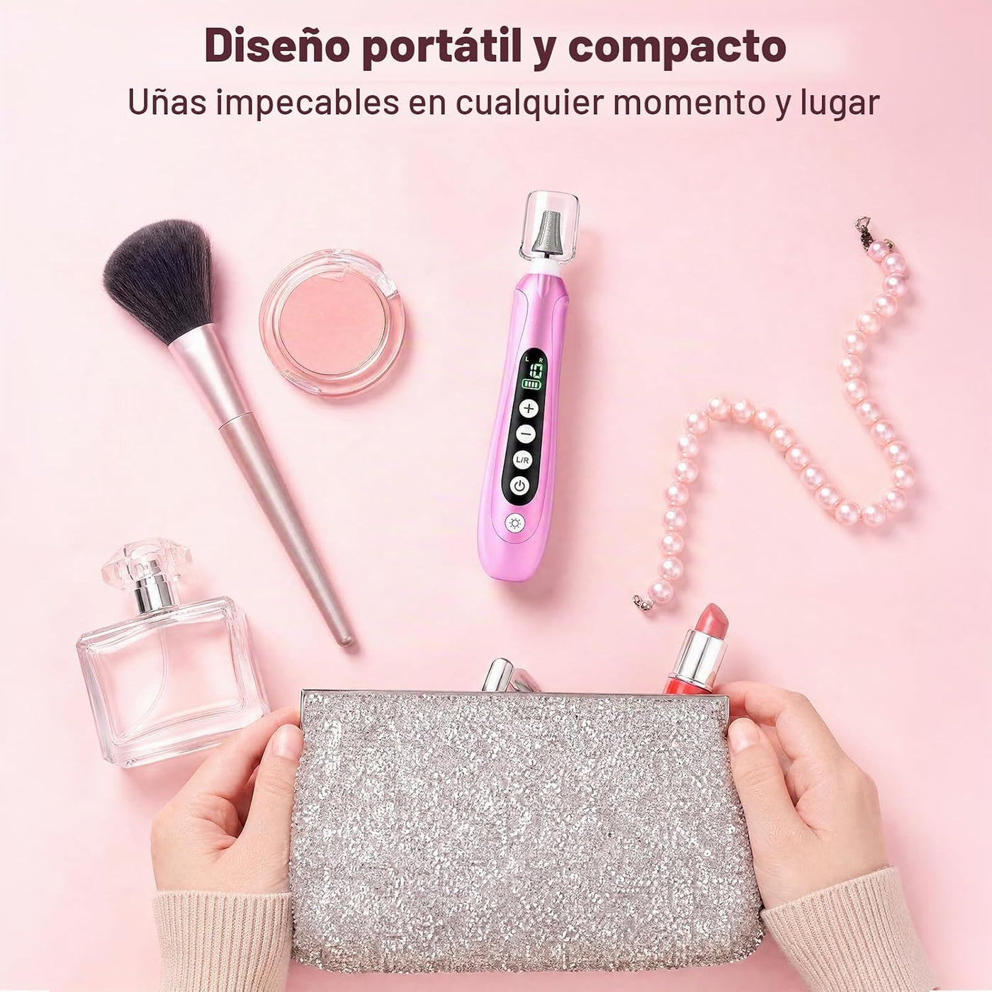 Kit de taladro de uñas profesional, lima de uñas eléctrica con luz...