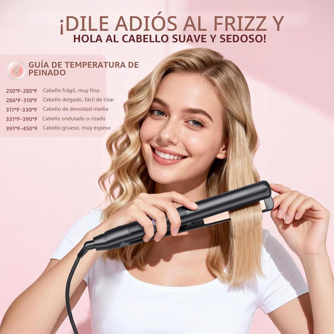 Plancha para el cabello, plancha plana de 1 pulgada de titanio y ce...