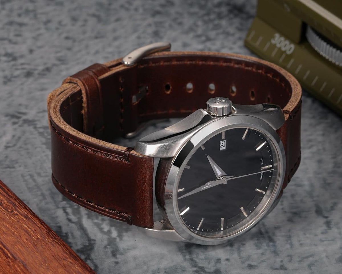 hemsut h Horween - Correas de reloj de cuero para hombre, correa de cuero de liberación rápida para reloj, envoltura de repuesto de 0.71 pulgadas, 0.78 pulgadas, 0.86 pulgadas