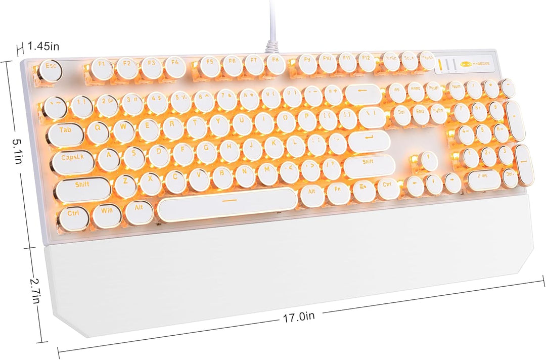 Camiysn Teclado mecánico estilo máquina de escribir, teclado retro...