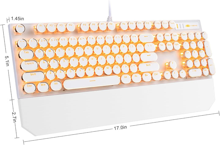 Camiysn Teclado mecánico estilo máquina de escribir, teclado retro...
