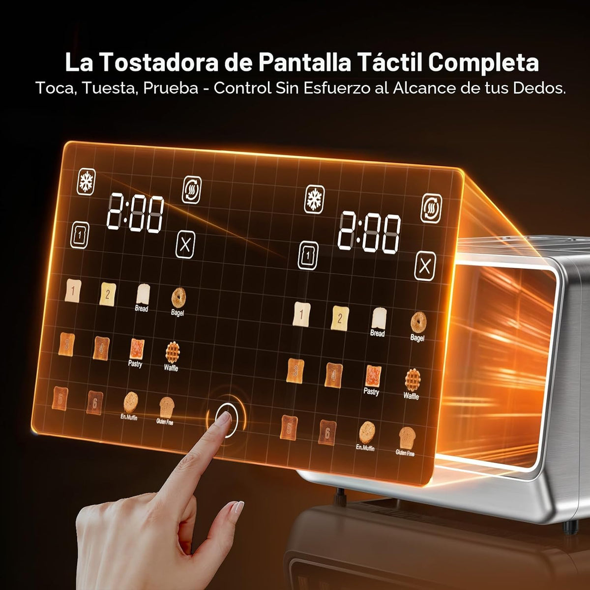 Tostadora inteligente de 4 rebanadas, pantalla táctil digital