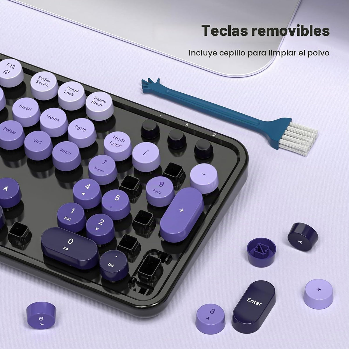 SQMD Combo de teclado y mouse inalámbricos, teclado retro de tamaño...