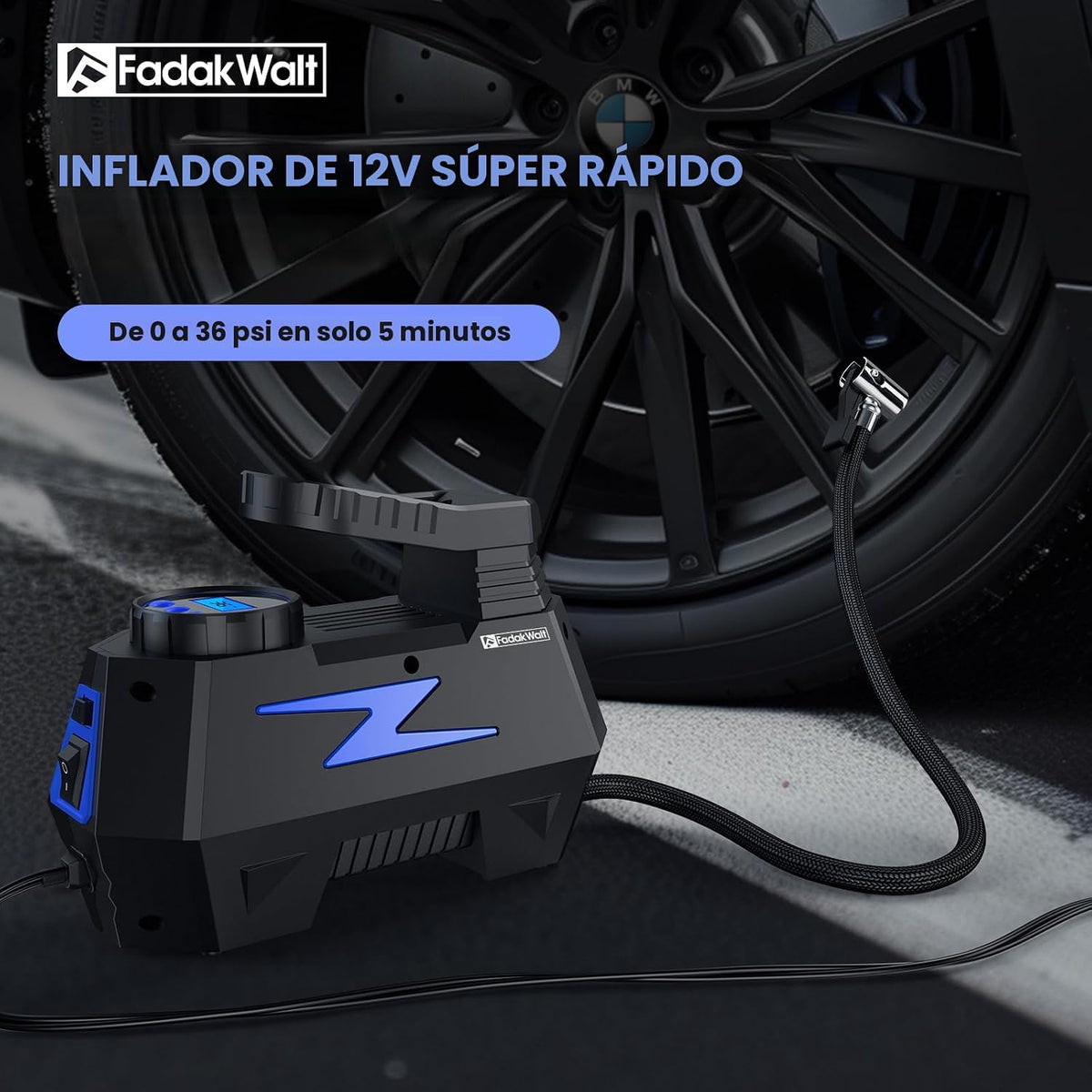 FADAKWALT Inflador de neumáticos, compresor de aire portátil, bomba...