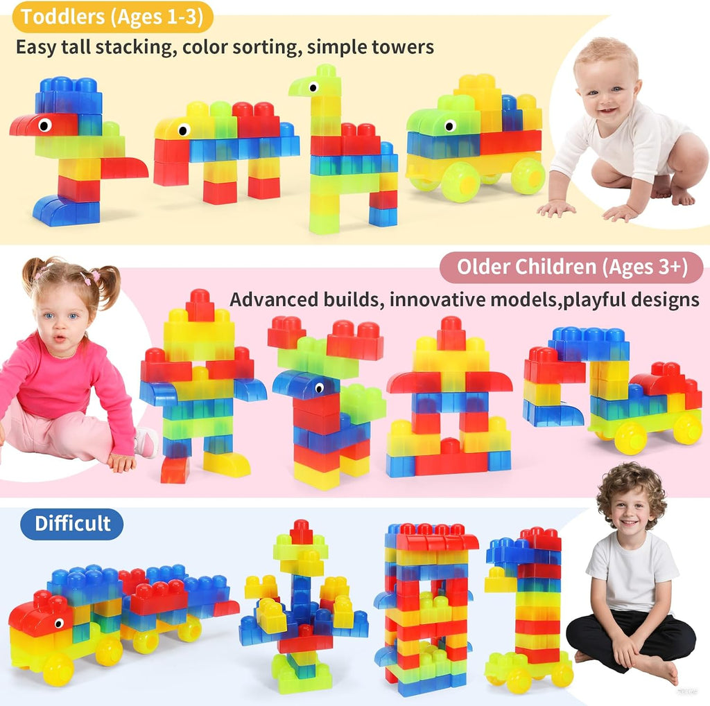 Bloques transparentes mega para niños pequeños de 1 a 3 bloques de